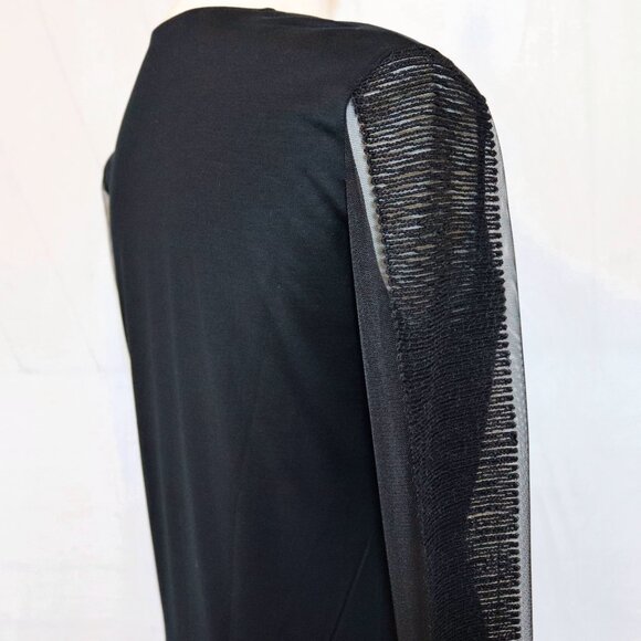 AKRIS 8 Sheer Black Mesh Organza Long Sleeve Illusion Stretch Blouse Top - Picture 7 of 14